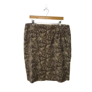 TALBOTS NWT Velvet Velour Leopard Animal Print Lined Boxy Pencil Skirt